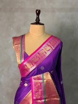 Bluish violet and Magent silk saree -BSP27