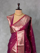 Dark Wine Banarasi silk saree -PIH61B