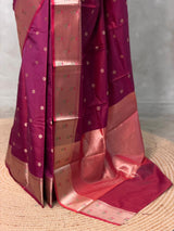 Dark Wine Banarasi silk saree -PIH61B