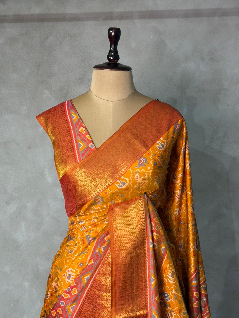Mustard Yellow Soft Semi Tusser Saree - PSSU2E1
