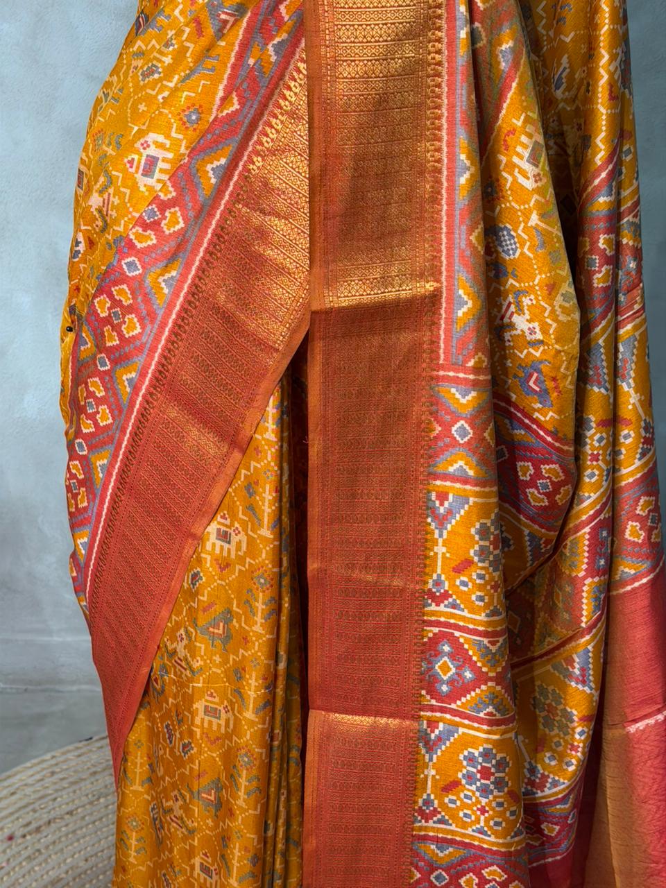 Mustard Yellow Soft Semi Tusser Saree - PSSU2E1