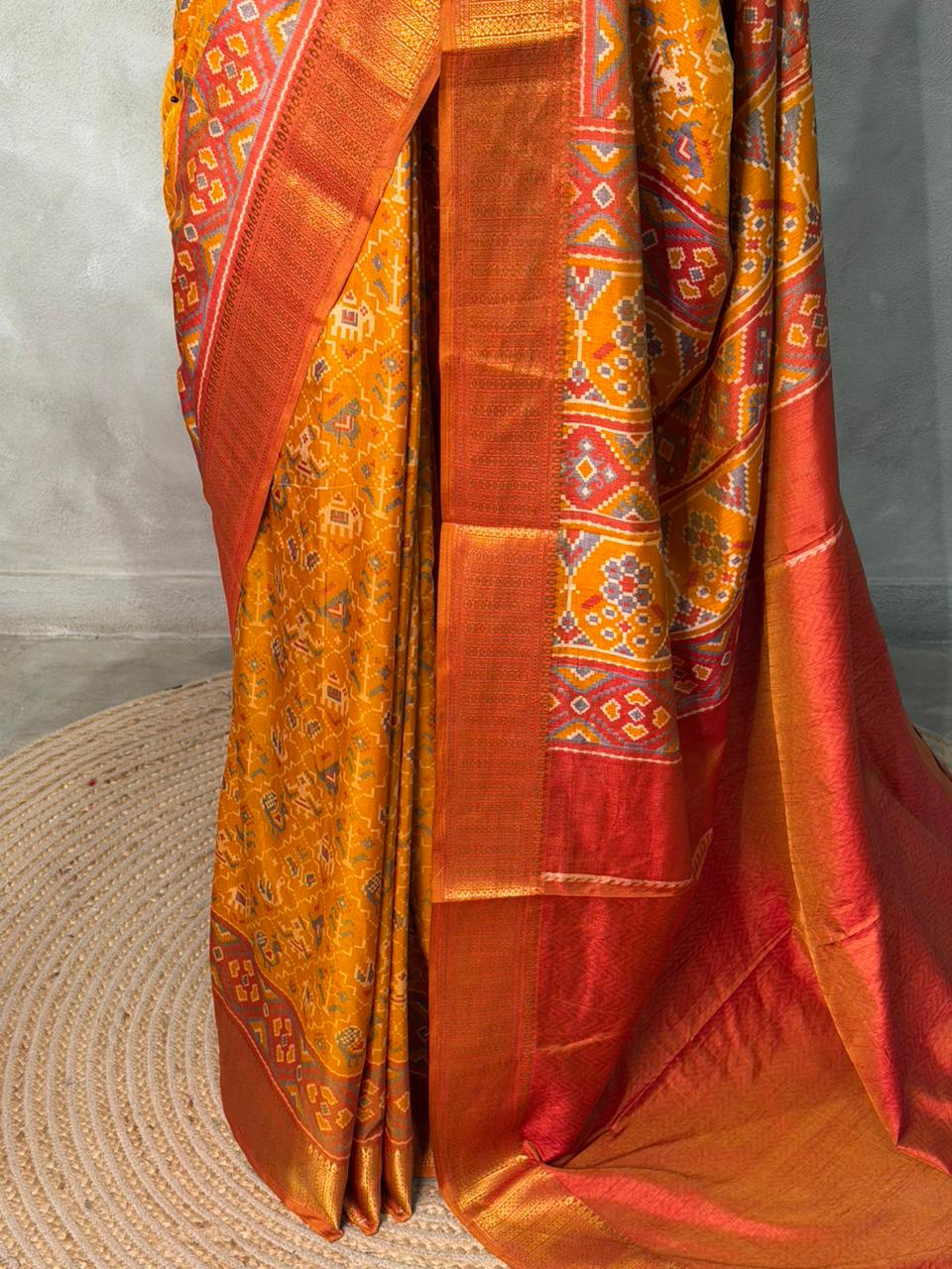 Mustard Yellow Soft Semi Tusser Saree - PSSU2E1