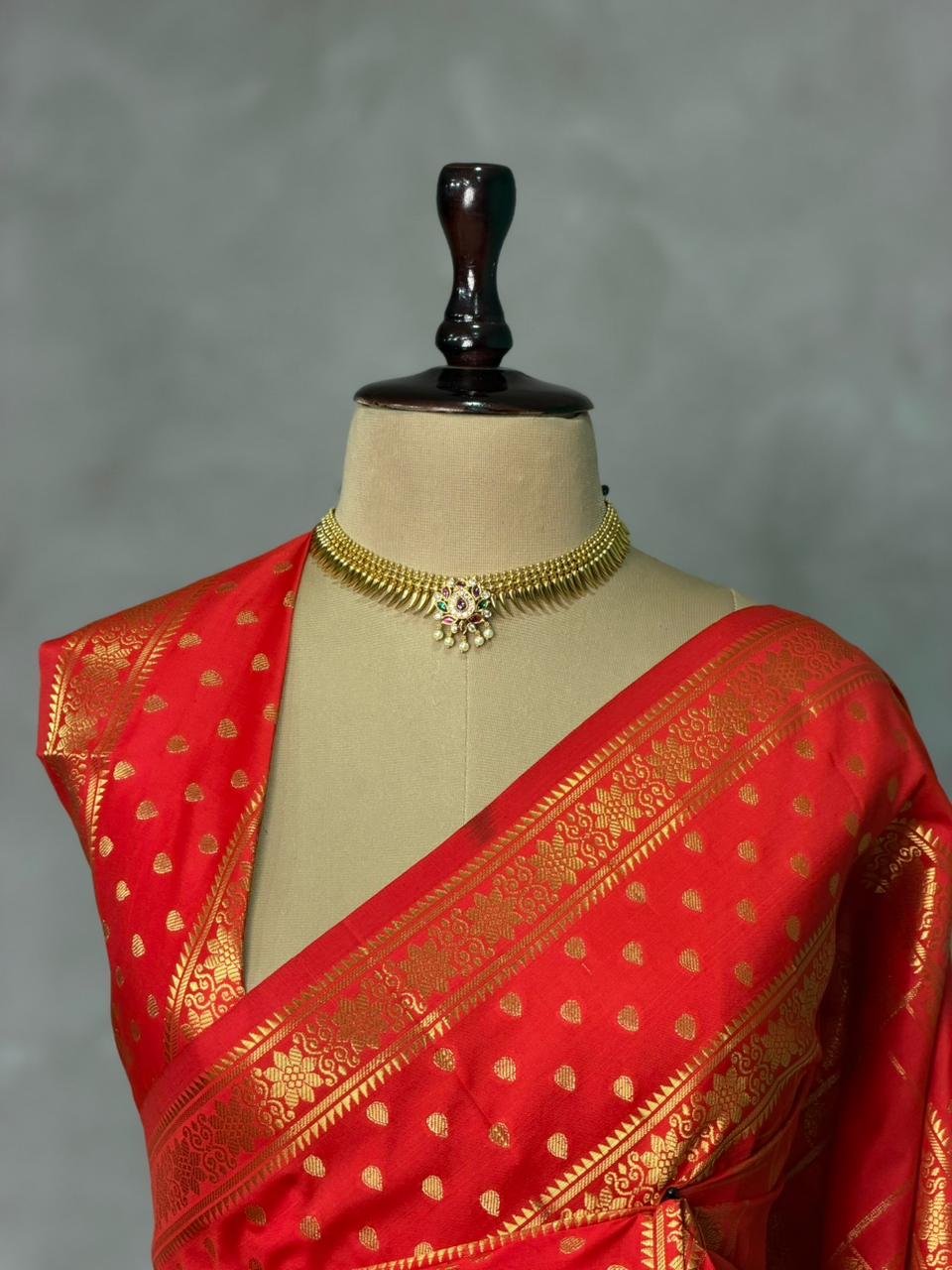 Red Banarasi silk saree -PIH60A