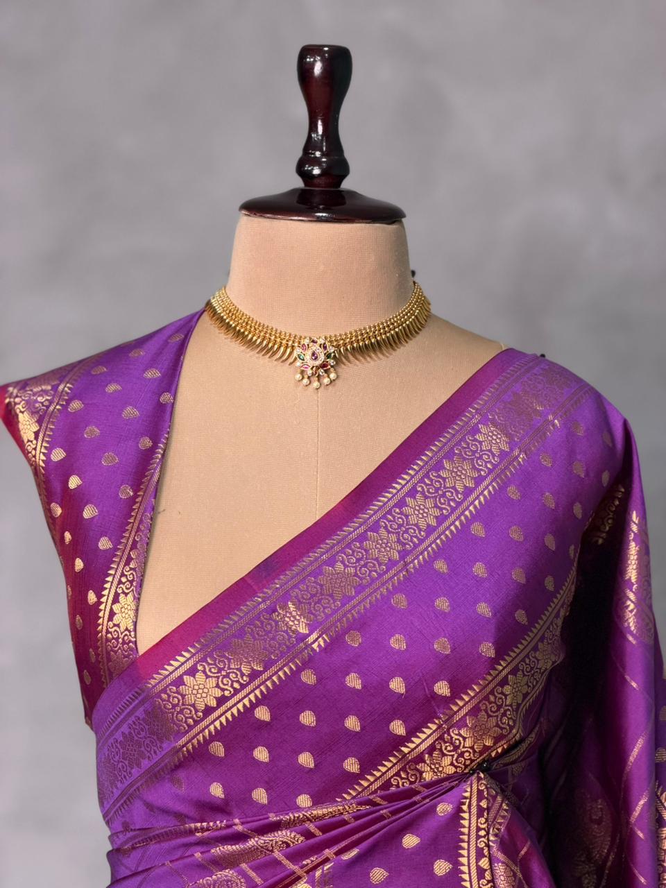 Purple Banarasi silk saree -PIH60B