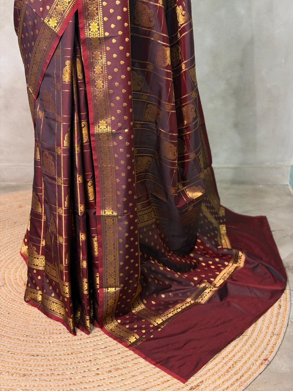 Brown Banarasi silk saree -PIH60C