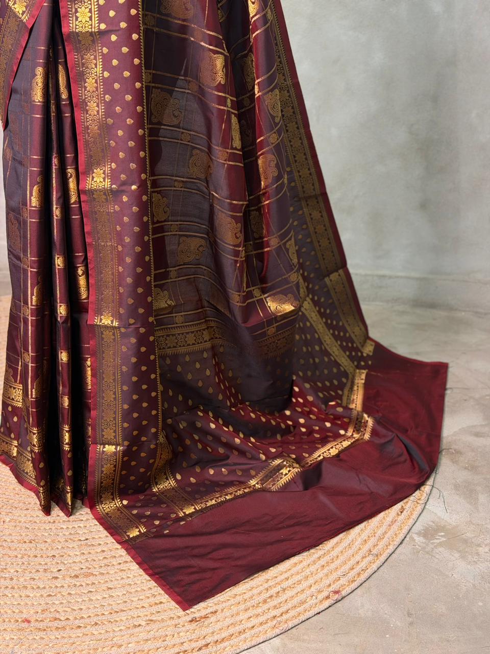 Brown Banarasi silk saree -PIH60C