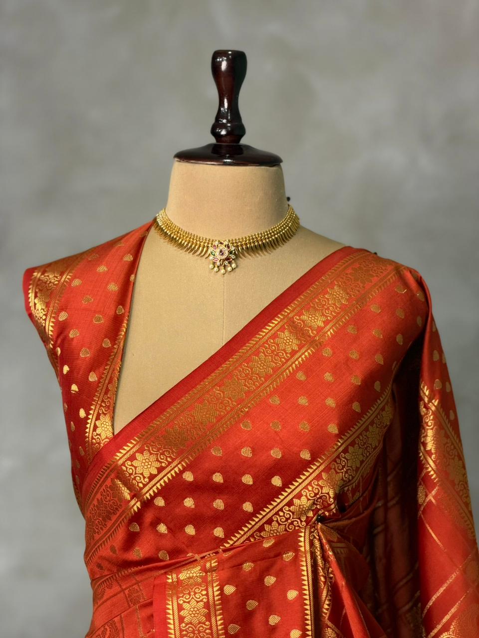 Orange Banarasi silk saree -PIH60D