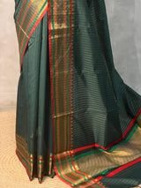 Dark green Banarasi silk saree -IHAISH1