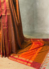 Rust Orange Banarasi silk saree -PIH72