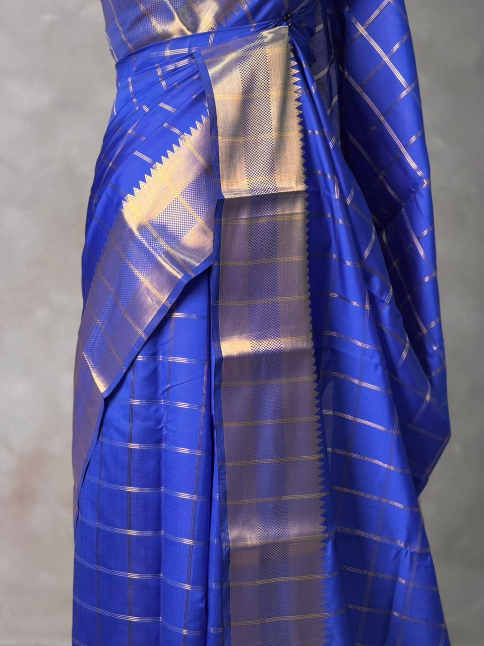 Blue semi Banarasi silk saree -RUK44D