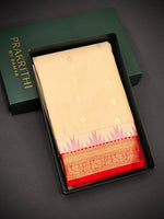 Sandal and red kanchipuram silk saree- PSSR323
