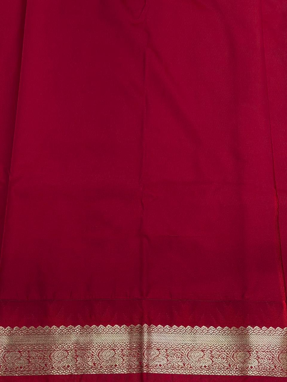 Sandal and red kanchipuram silk saree- PSSR323