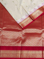 Sandal and red kanchipuram silk saree- PSSR323