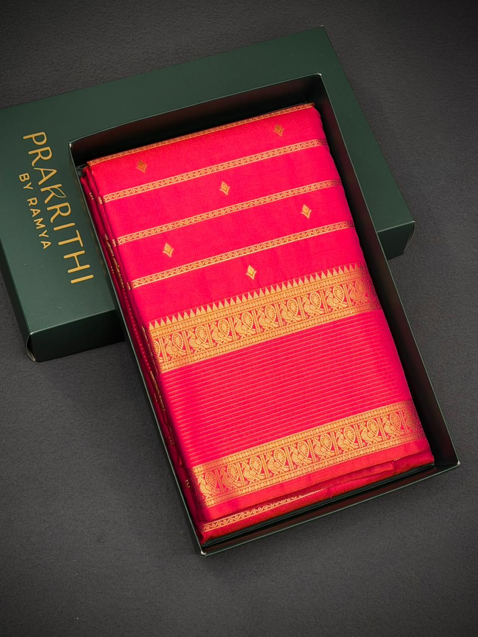 Dark Peach kanchipuram silk saree- PSSR325