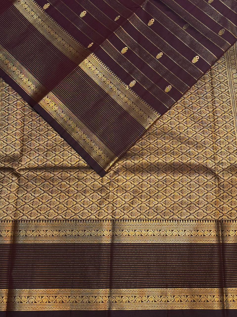 Deep Brown kanchipuram silk saree- PSSR326