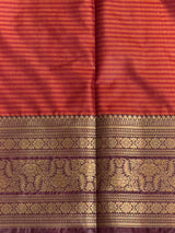 Orange and Brown Banarasi silk saree - GAL4Z