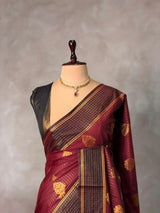 Deep Maroon Banarasi silk saree - GAL9