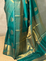 Peacock Blue Banarasi silk saree - GAL4C