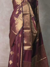 Deep Burgundy Banarasi silk saree - GAL5