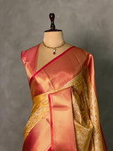 Golden Yellow and magenta Tissue Banarasi silk saree -LZ12C