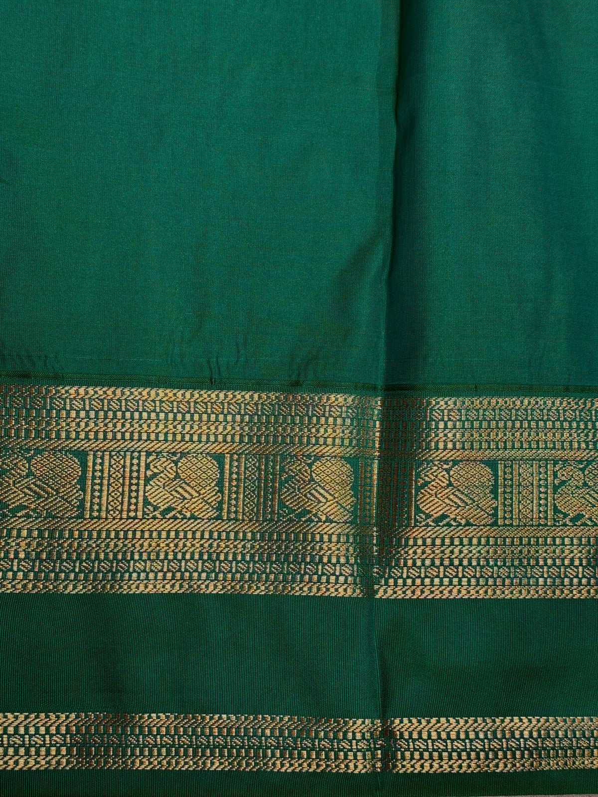 Dark peach and Green kanchipuram silk saree- PSSR328