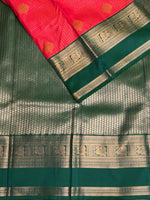 Dark peach and Green kanchipuram silk saree- PSSR328