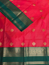 Dark peach and Green kanchipuram silk saree- PSSR328