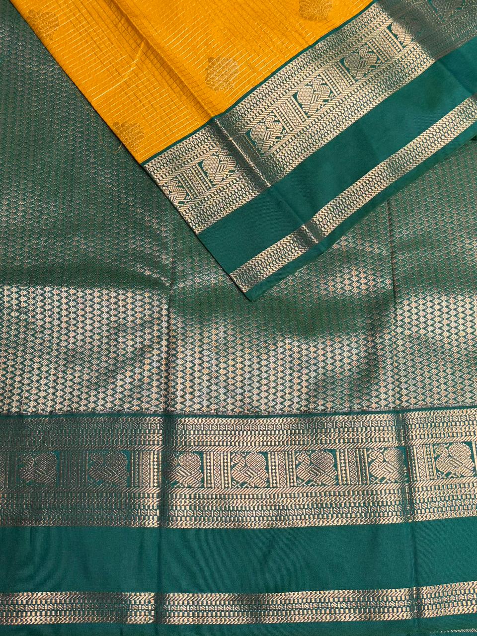 Yellow and Green kanchipuram silk saree- PSSR329