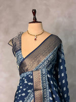 Indigo dyed silk saree- PBR14