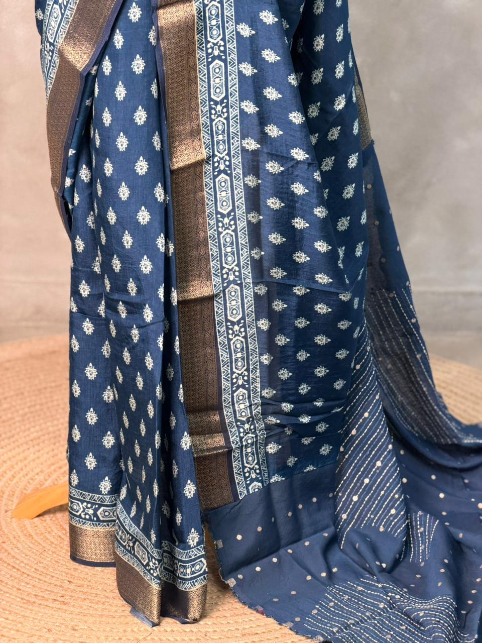 Indigo dyed silk saree- PBR14