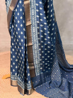 Indigo dyed silk saree- PBR14
