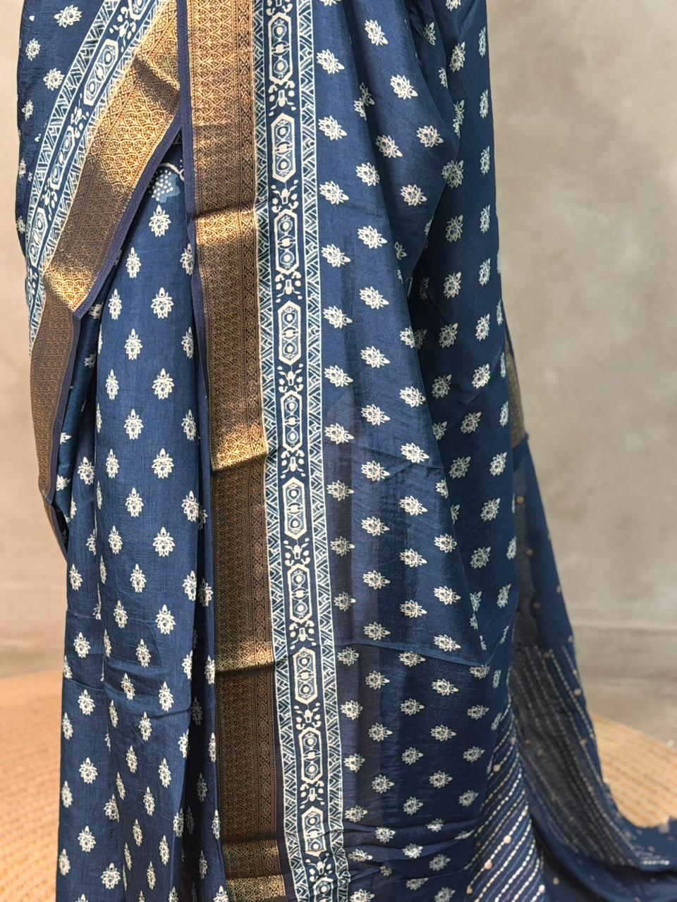 Indigo dyed silk saree- PBR14