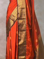 Rust Orange and Brown silk saree- PRUSTD