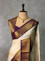 Sandal and Violet kanchipuram silk saree- PSSR330