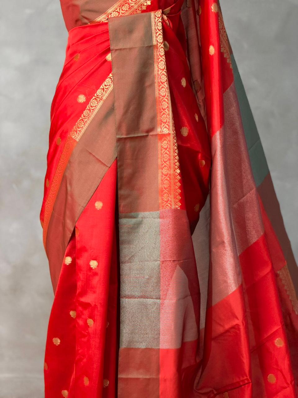Red banarasi silk saree -PMR3B