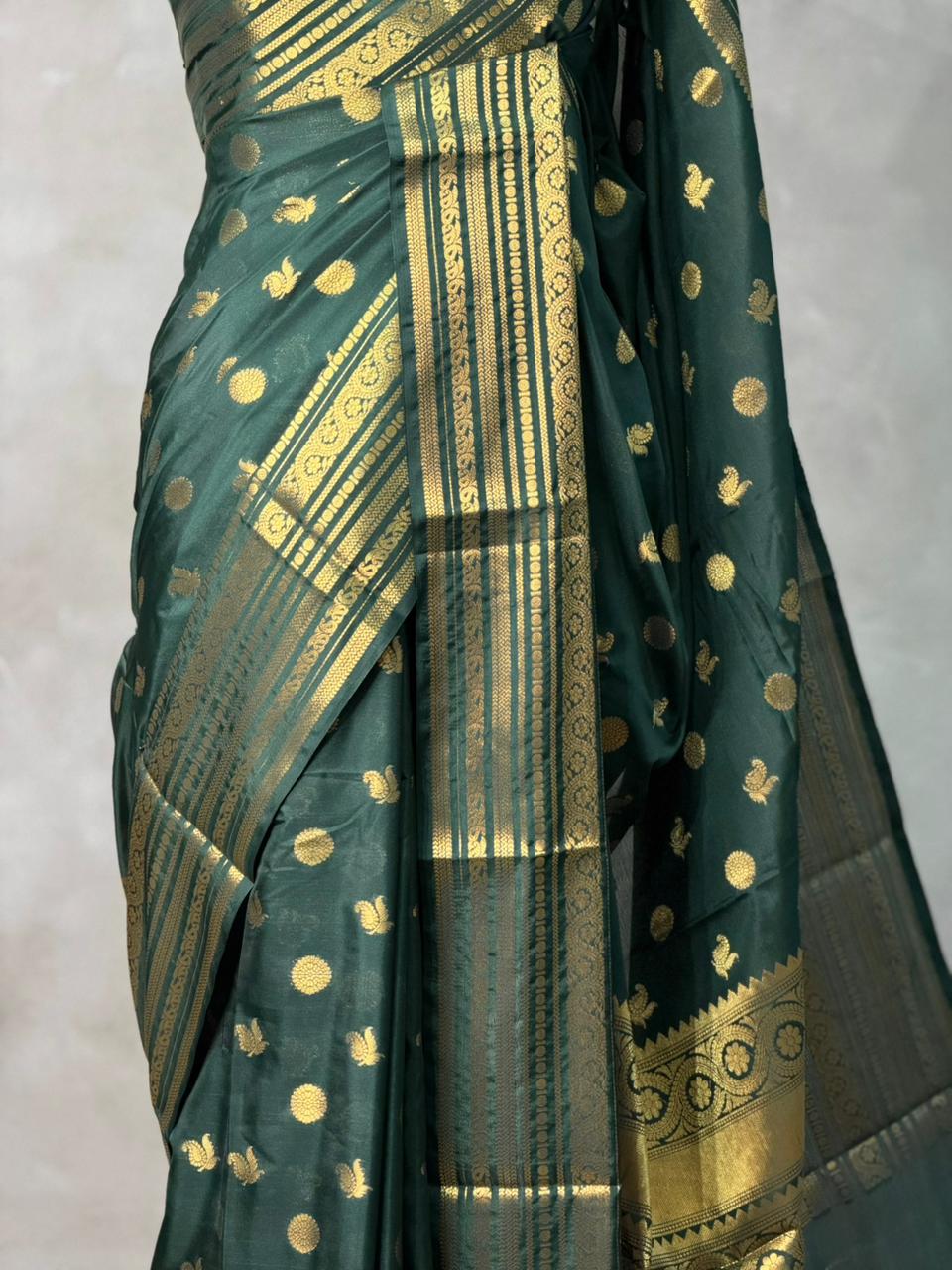 Green Banarasi silk saree- MPS1G