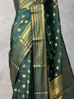 Green Banarasi silk saree- MPS1G