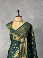 Green Banarasi silk saree- MPS1G