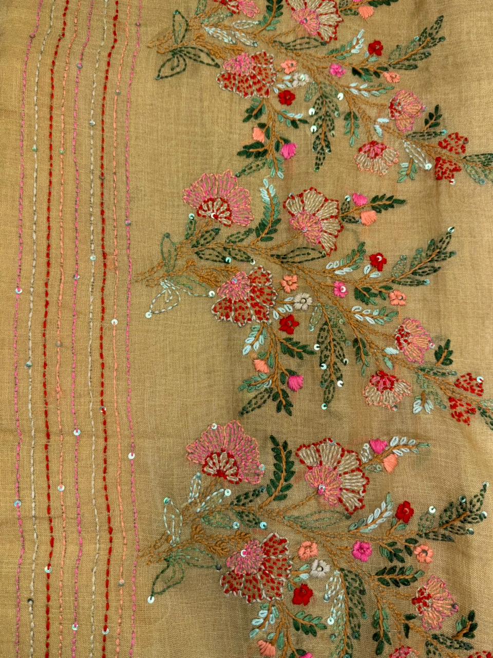 Golden yellow Tissue linen saree- PBR5B