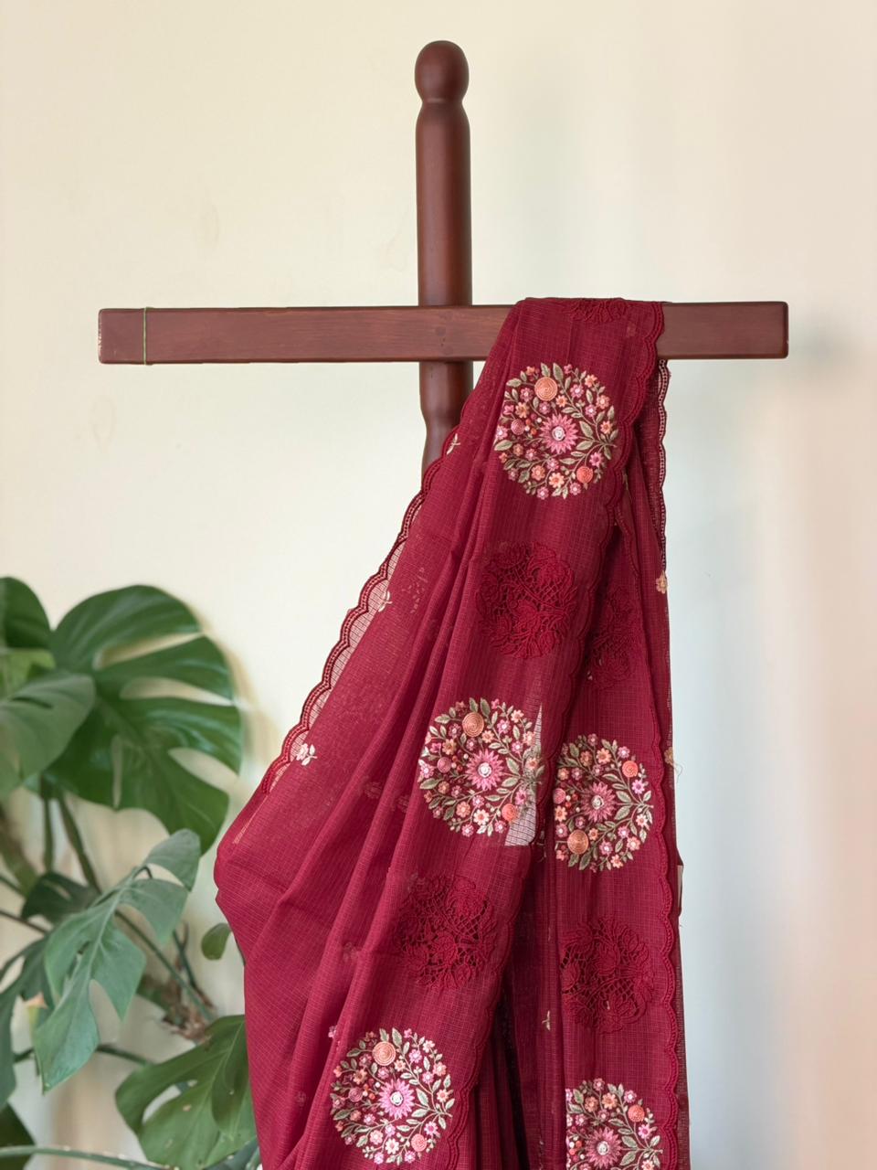 Maroon silk kotta saree saree- PBR6