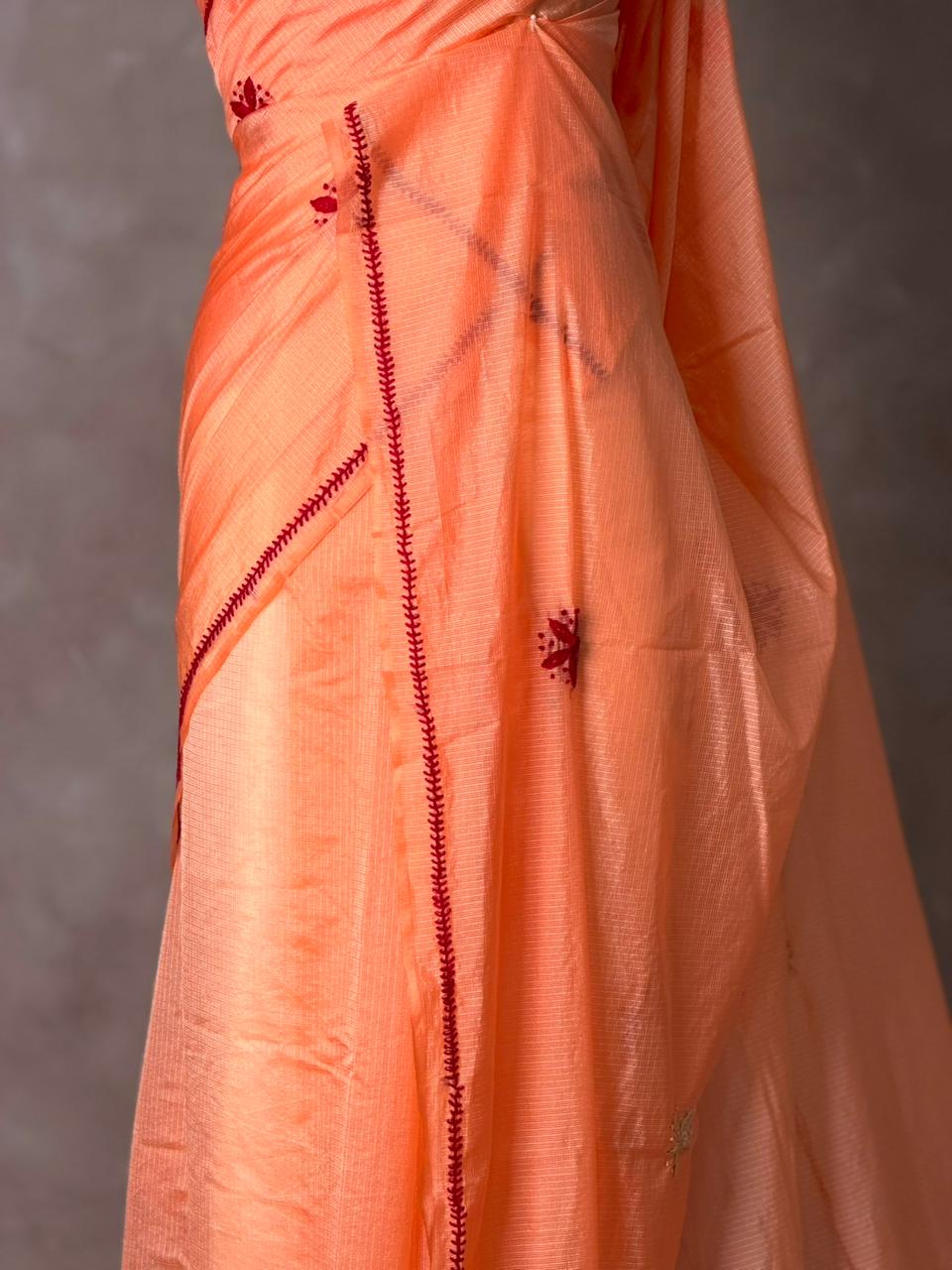 Peach Silk kotta saree saree- PBR8G