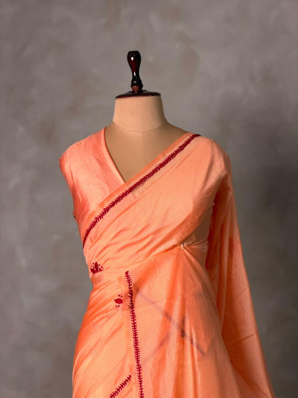 Peach Silk kotta saree saree- PBR8G