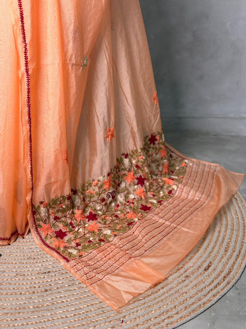 Peach Silk kotta saree saree- PBR8G