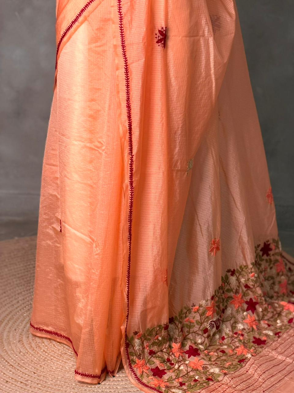 Peach Silk kotta saree saree- PBR8G