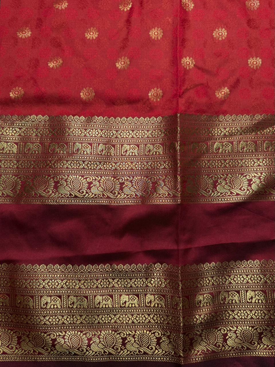Orange and maroon silk saree -BSP28