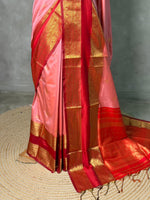 Pink and Maroon Red silk saree -BSP28A