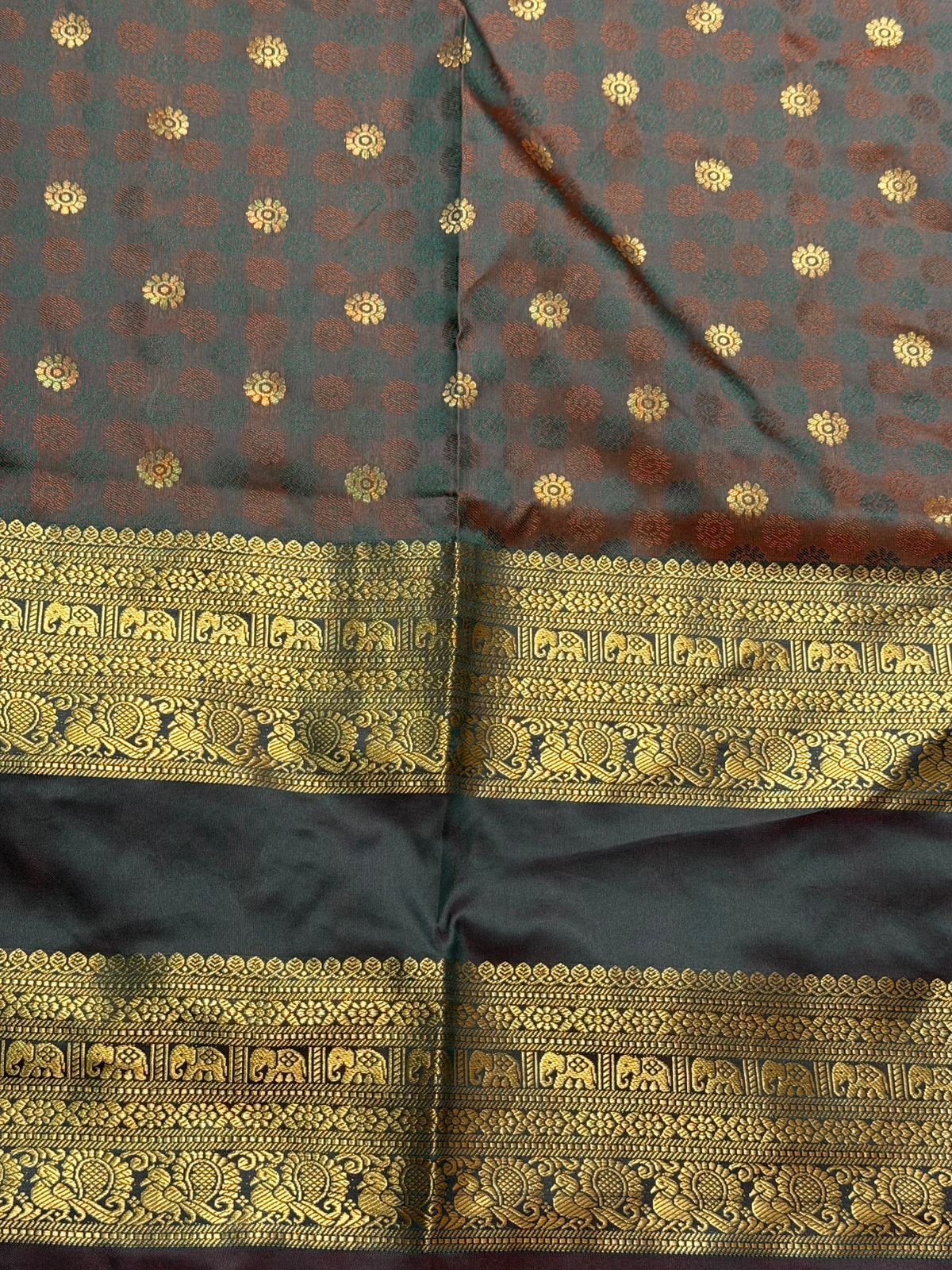 Yellow and black silk saree -BSP28B