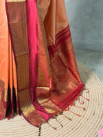 Peach and maroon silk saree -BSP28C