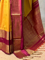 Greenish Yellow and maroon silk saree -BSP28D