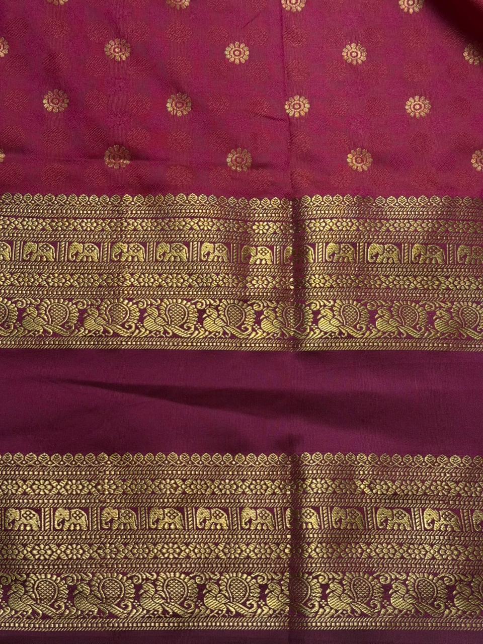 Greenish Yellow and maroon silk saree -BSP28D
